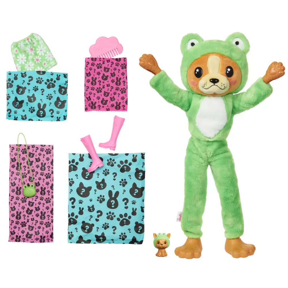 Clearance Cutie Reveal Bambola Con Costume Di Peluche Da Cagnolino-Rana E 10 Accessori A Sorpresa Cambia Colore, Serie Amici Cuccioli Fashion Dolls