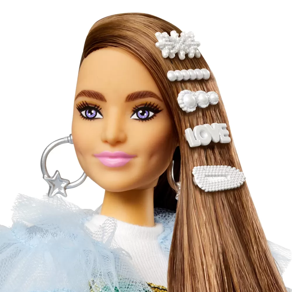 Shop Extra Bambola Mora Con Capelli Lunghi E Giacca Blu, Cucciolo Di Coccodrillo, 3+ Anni Fashion Dolls