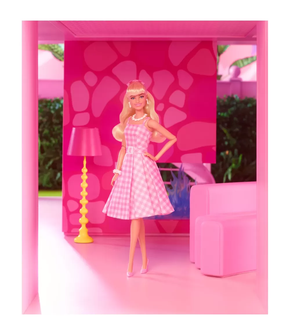Cheap The Movie Margot Robbie, Bambola Del Film Da Collezione Con Abito Vintage A Quadretti Rosa E Bianco E Collana Con Margherita, 3+ Anni, Hpj96 Fashion Dolls