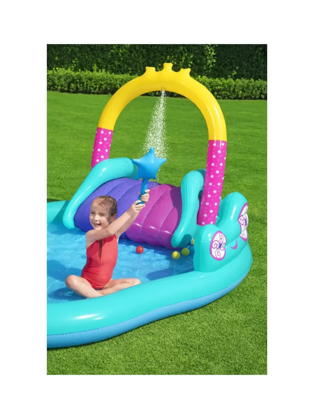Cheap Play Center Magico Unicorno 274X198X137 Cm, Con Scivolo, Gioco Anelli E Bacchetta Magica Gonfiabili Per Bambini
