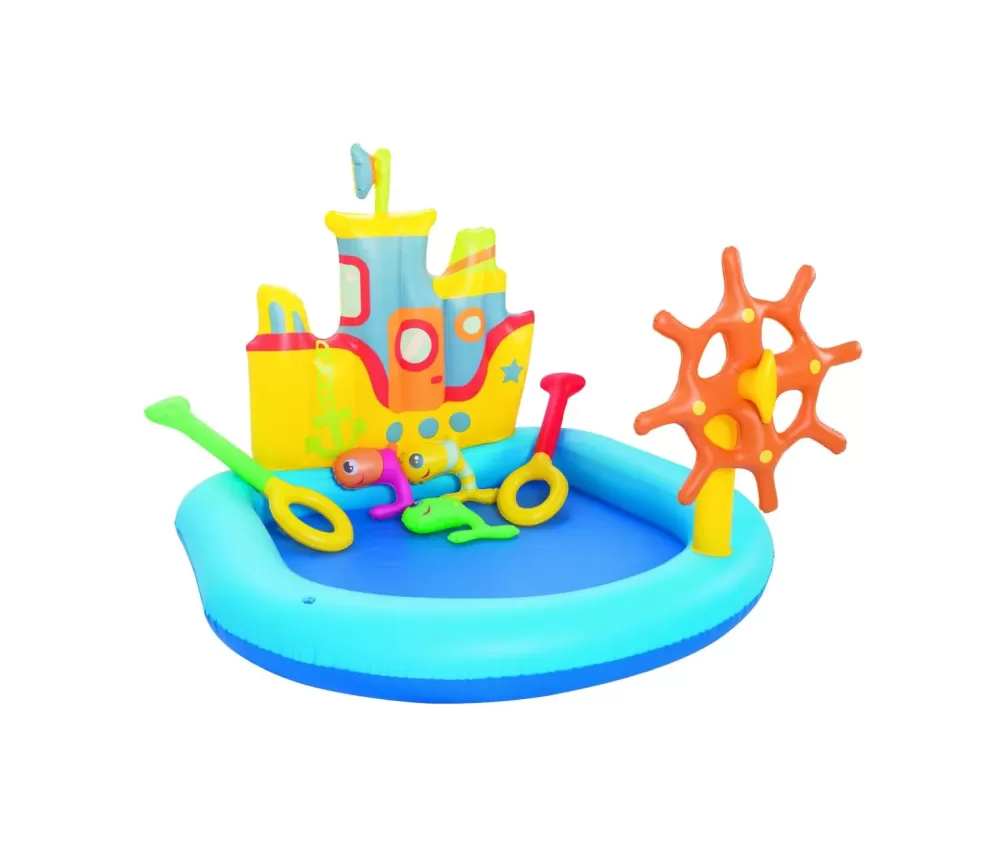 Fashion Play Center Nave 140X130X104 Cm Con Pesci E Accessori Gonfiabili Gonfiabili Per Bambini