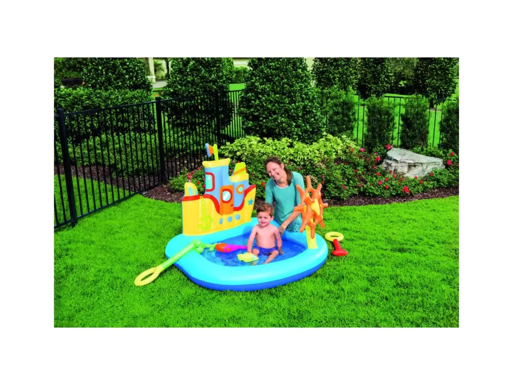 Fashion Play Center Nave 140X130X104 Cm Con Pesci E Accessori Gonfiabili Gonfiabili Per Bambini