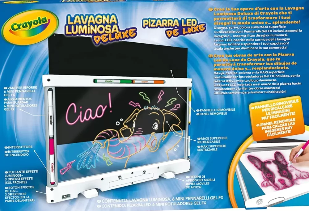 Hot Lavagna Luminosa Deluxe Maxi Superficie, Super Lavagna Cancellabile Per Colorare, Eta Consigliata: 6-10 Anni Cancelleria E Accessori