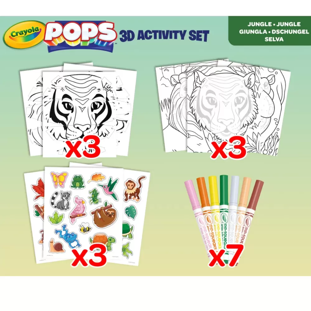 Online Pops 3D Activity Set Tigre E Giungla Colora E Crea Disegni Tridimensionali Kit Artistici E Pittura