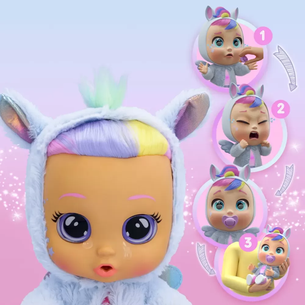 New Dressy Jenna, Bambola Interattiva Che Piange Lacrime Vere, Con Capelli Veri E Colorati, Ciuccio, Vestitini E Scarpine Con Dettagli Luccicosi.. Bambolotti