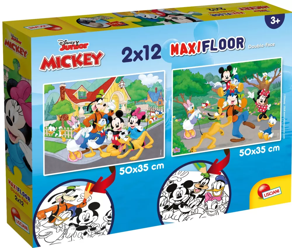 Sale Disney Puzzle Maxifloor 2 X 12 Mickey Puzzle Per Bambini