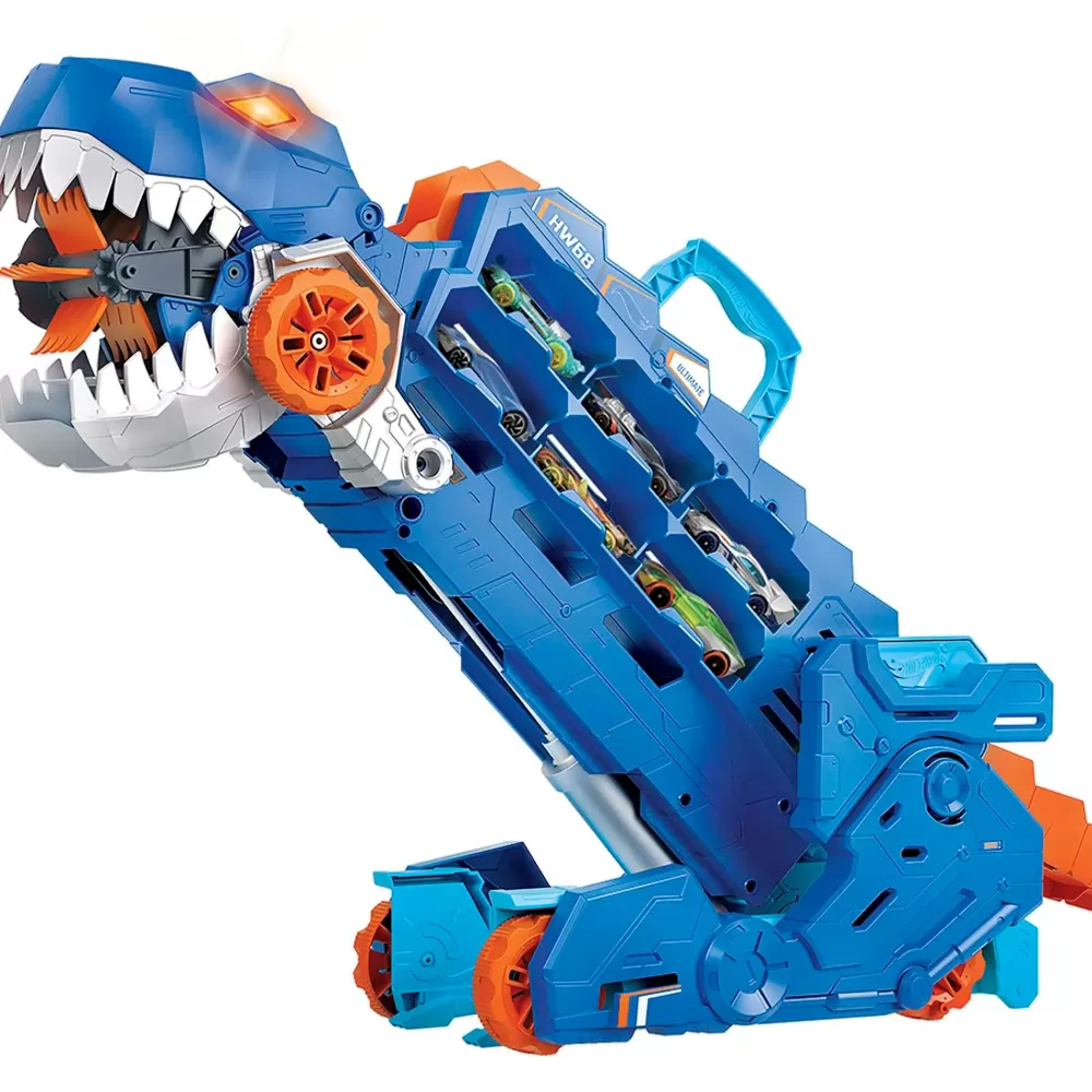 Sale ® City Mega T-Rex Dino Trasportatore Con 2 Macchinine Garage E Circuiti