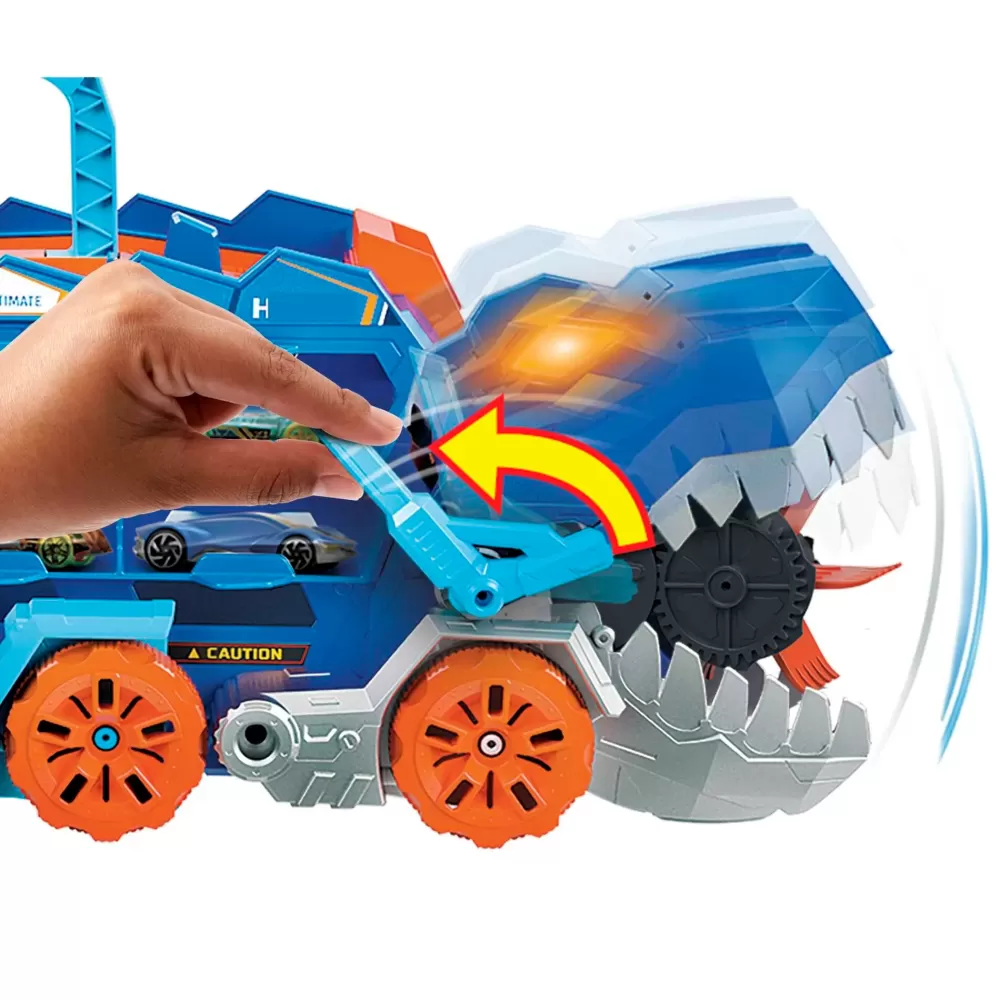 Sale ® City Mega T-Rex Dino Trasportatore Con 2 Macchinine Garage E Circuiti