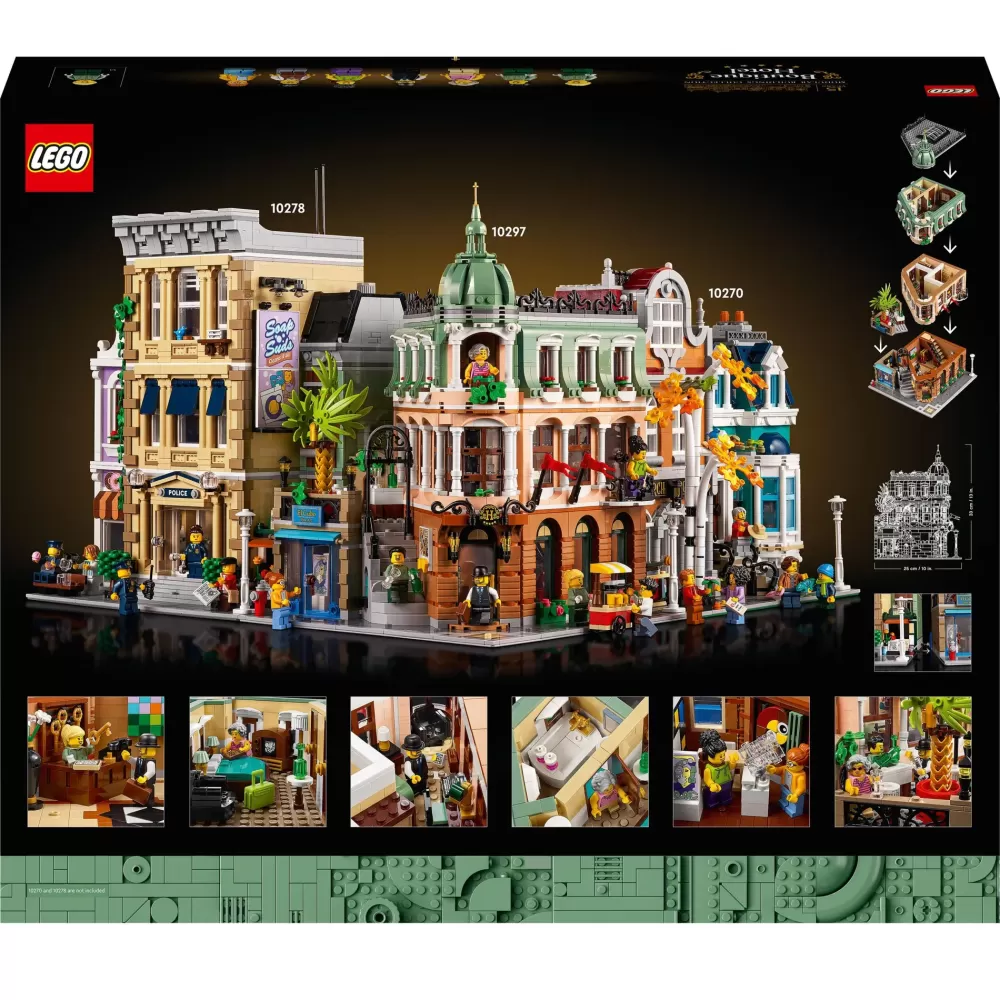 Fashion 10297 Boutique Hotel, Set Modellini Da Costruire Per Adulti, Edificio Modulare Da Collezione Con 7 Minifigure Mattoncini