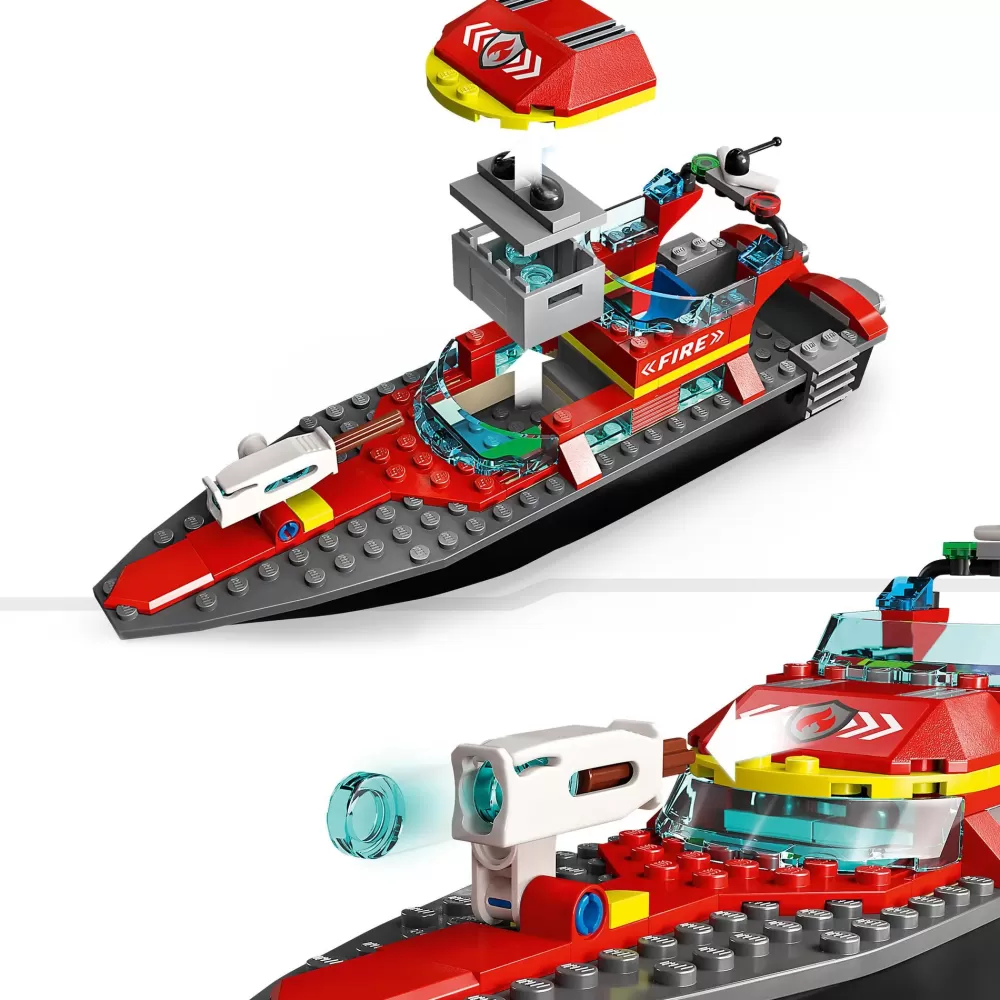 Discount Fire 60373 Barca Di Soccorso Antincendio Dei Vigili Del Fuoco, Nave Giocattolo, Gommone E Minifigure, Idee Regalo Mattoncini