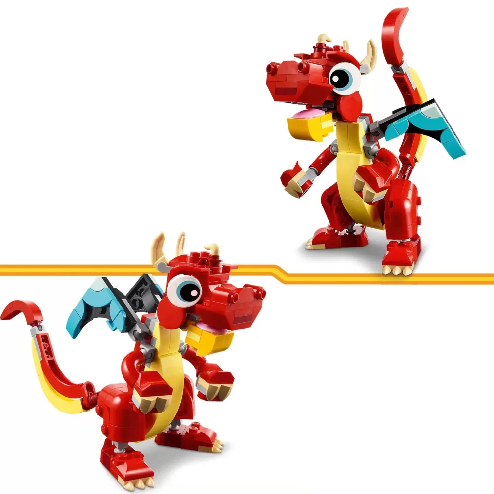 Best Sale 31145 3In1 Drago Rosso, Giochi Per Bambini Di 6+ Anni, Action Figure Ricostruibile In Pesce E Fenice Giocattolo Mattoncini