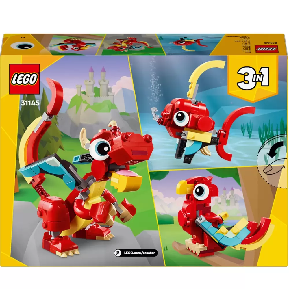 Best Sale 31145 3In1 Drago Rosso, Giochi Per Bambini Di 6+ Anni, Action Figure Ricostruibile In Pesce E Fenice Giocattolo Mattoncini