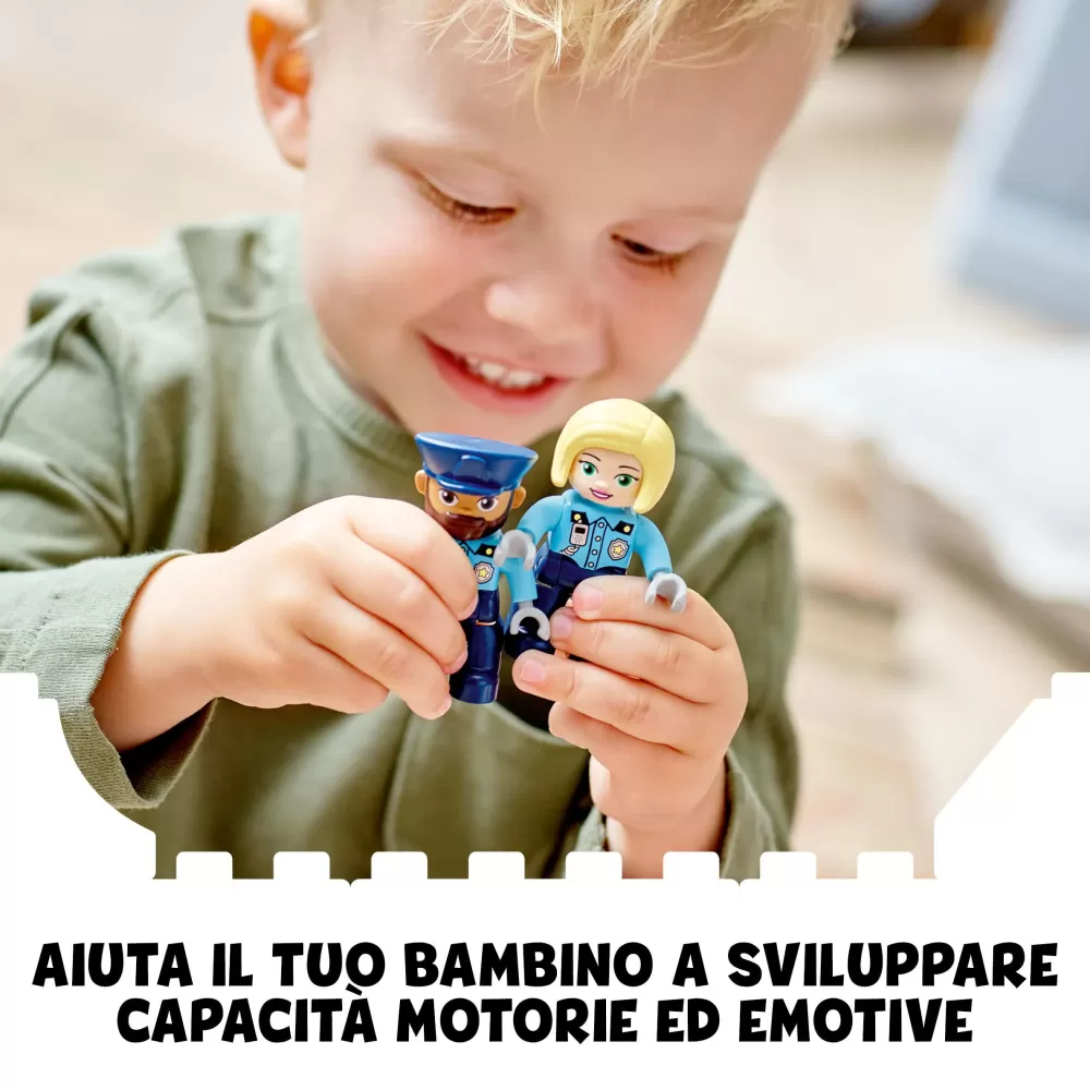 New Duplo 10959 Stazione Di Polizia Ed Elicottero, Set Per Bambini Di 2+ Anni, Macchina Giocattolo Con Luci E Sirene Mattoncini