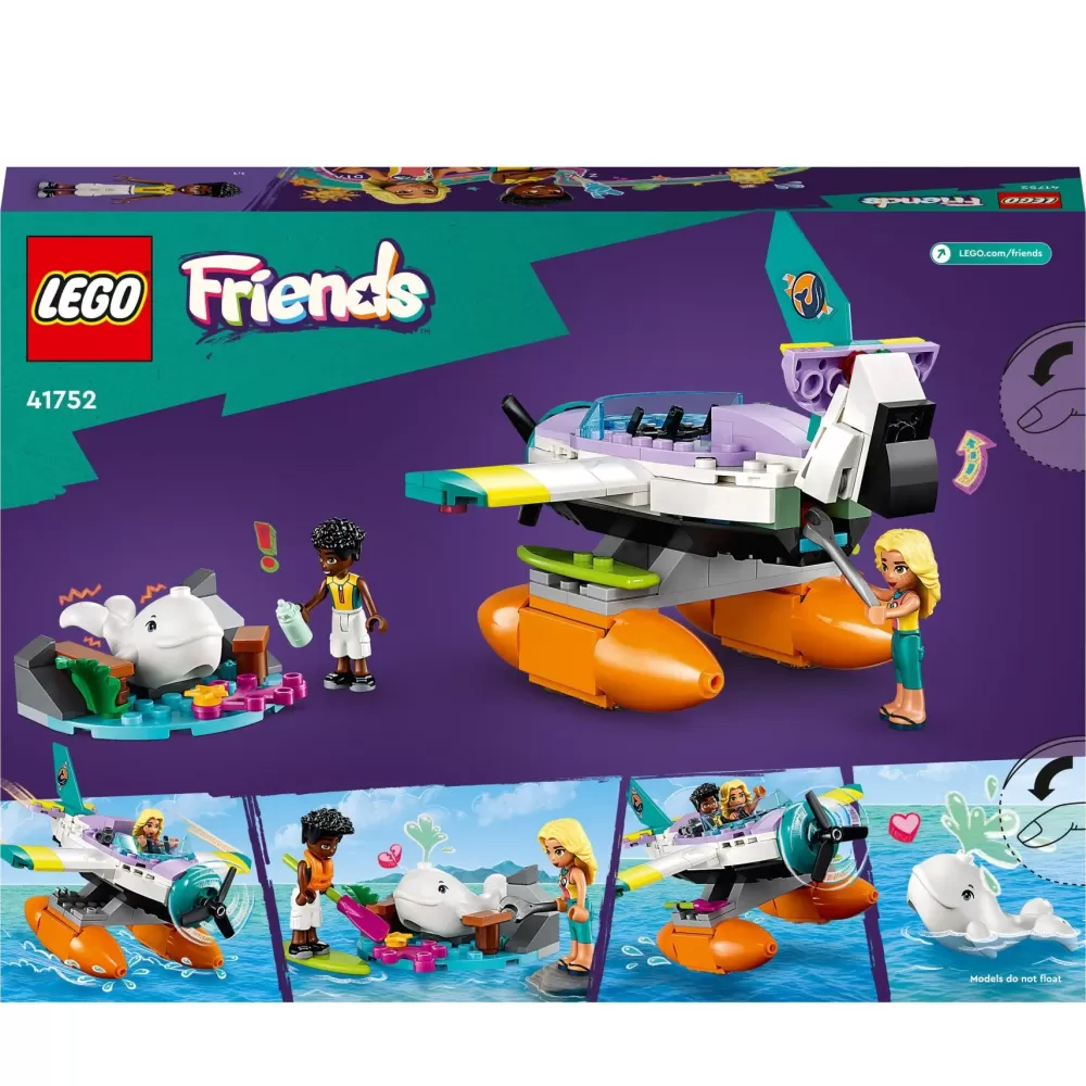 Shop 41752 Idrovolante Di Salvataggio, Aereo Giocattolo Soccorso Animali Con Balena E Mini Bamboline Per Bambini 6+ Mattoncini