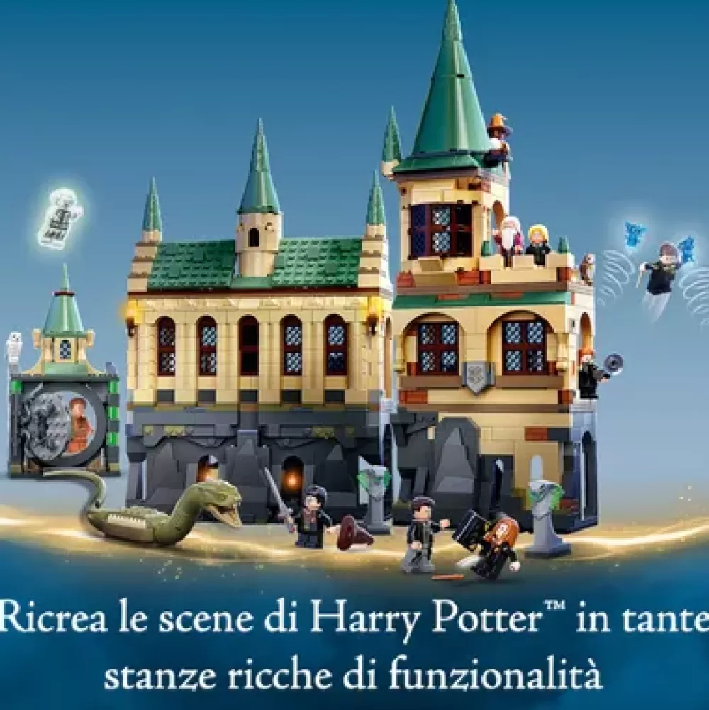 Fashion Harry Potter La Camera Dei Segreti Di Hogwarts, Set Castello Con Sala Grande E Minifigure D'Oro Del 20° Anniversario, 76389 Mattoncini