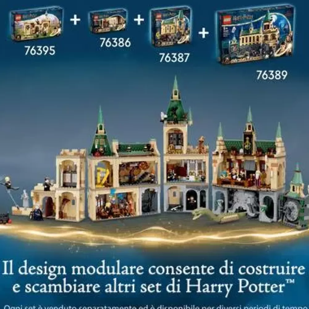 Fashion Harry Potter La Camera Dei Segreti Di Hogwarts, Set Castello Con Sala Grande E Minifigure D'Oro Del 20° Anniversario, 76389 Mattoncini
