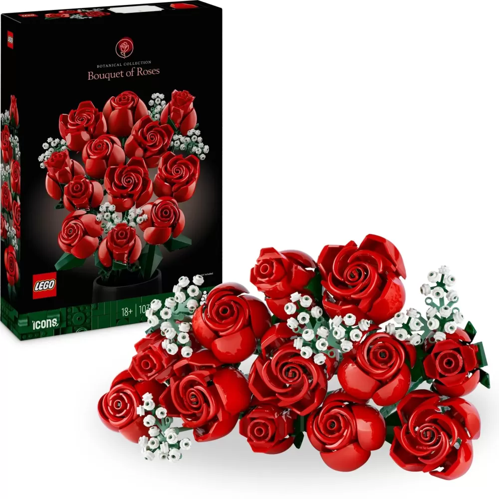 Sale Icons 10328 Bouquet Di Rose, Set Fiori Finti Per Adulti, Decorazione Casa, Idea Regalo Per Lei O Lui, Collezione Botanica Mattoncini