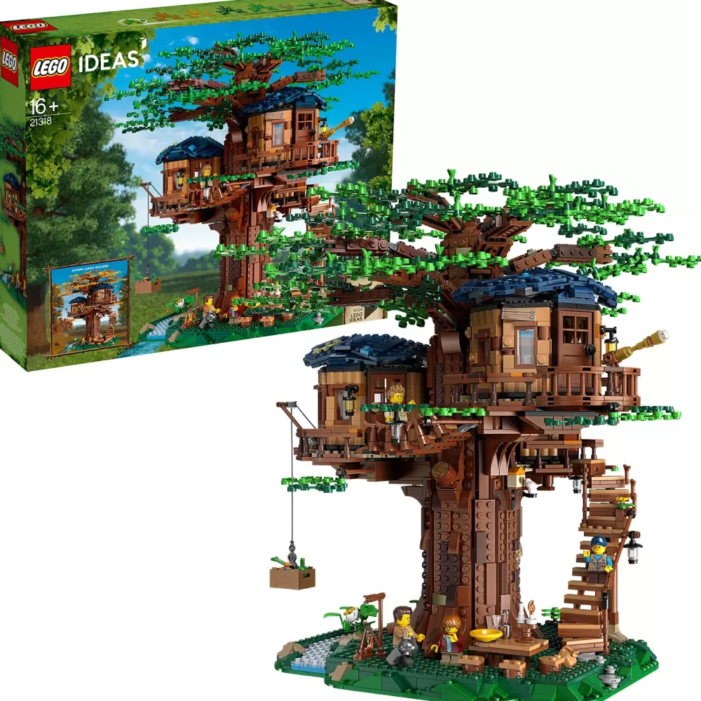 Online Ideas 21318 Casa Sull'Albero, Modellino Da Costruire Con Elementi In Plastica Pe, Con 3 Casette E Minifigure, Idee Regalo Mattoncini