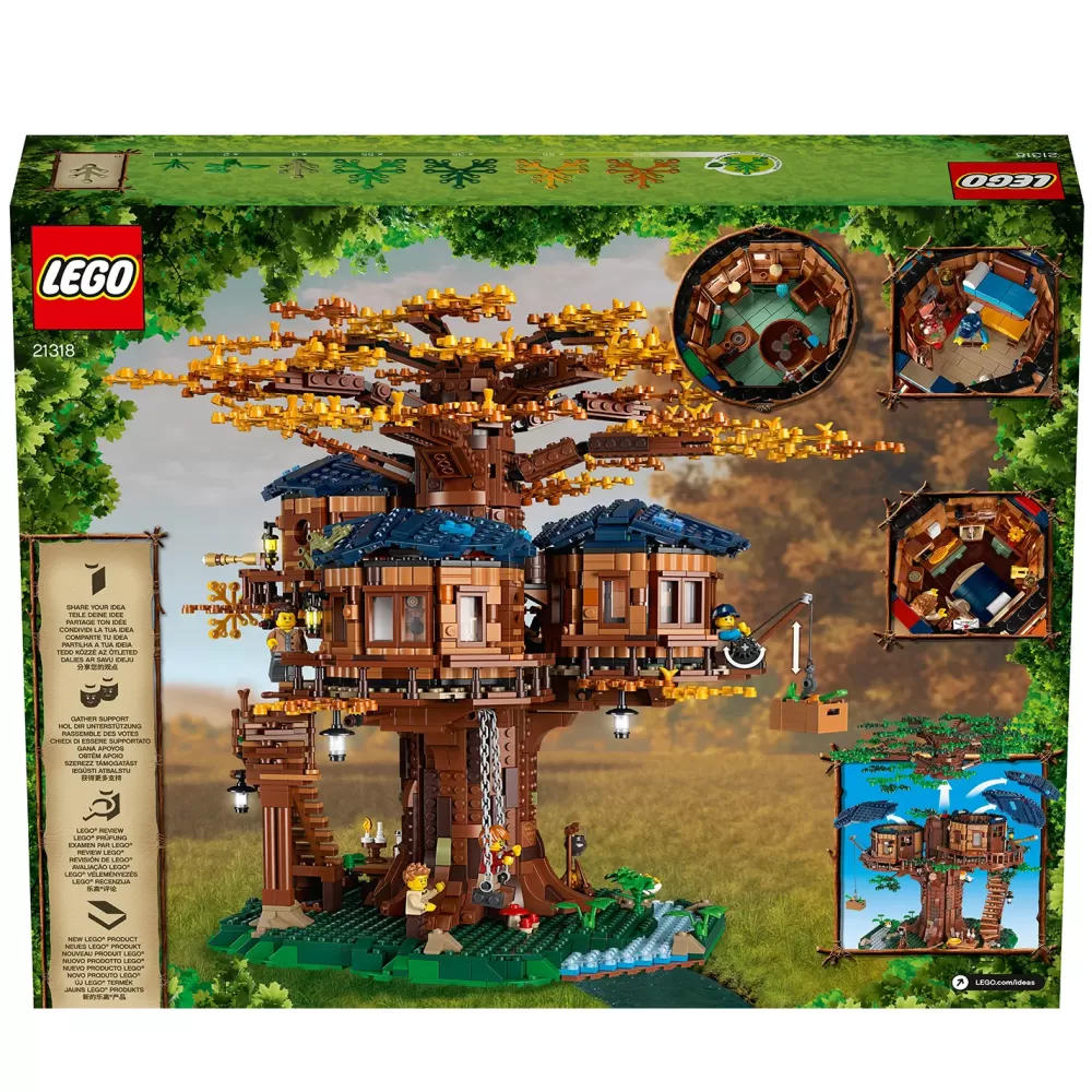 Online Ideas 21318 Casa Sull'Albero, Modellino Da Costruire Con Elementi In Plastica Pe, Con 3 Casette E Minifigure, Idee Regalo Mattoncini