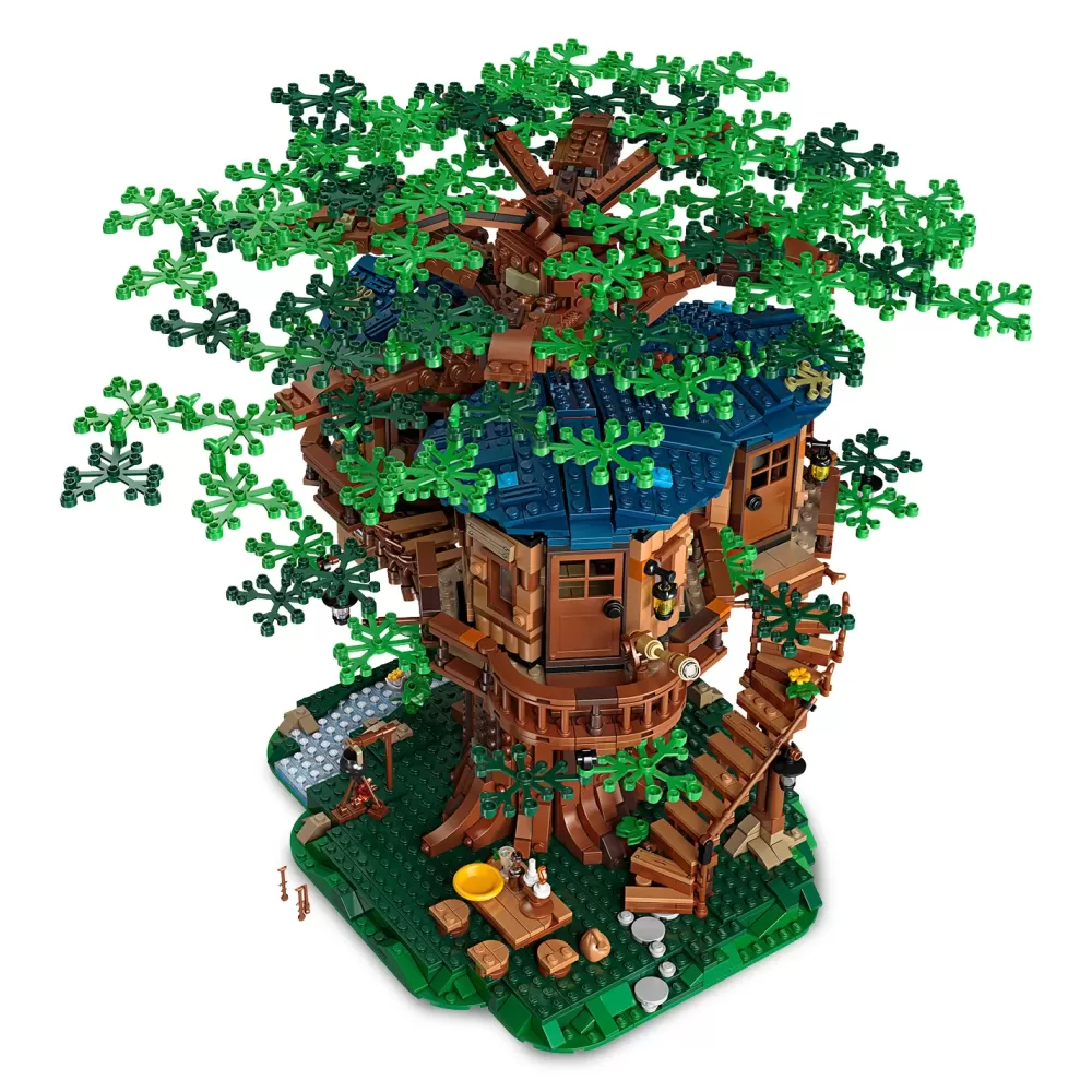 Online Ideas 21318 Casa Sull'Albero, Modellino Da Costruire Con Elementi In Plastica Pe, Con 3 Casette E Minifigure, Idee Regalo Mattoncini