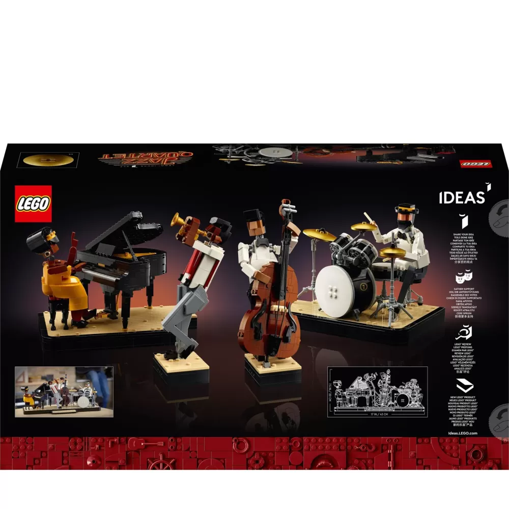 Store 21334 Quartetto Jazz, Idee Regalo Per Adulti Amanti Della Musica Con Musicisti E Strumenti: Pianoforte E Batteria Mattoncini
