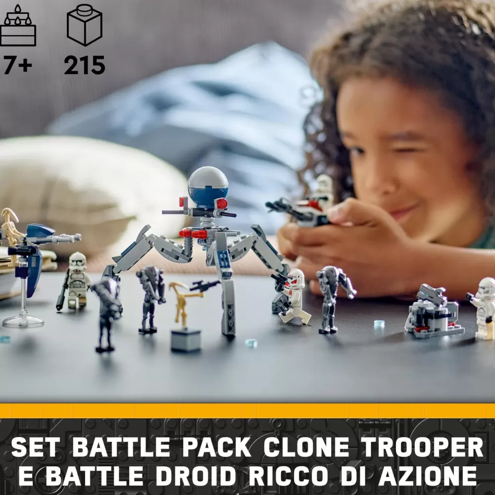Outlet Lego Star Wars 75372 Battle Pack Clone Trooper E Battle Droid Con Veicolo Giocattolo Speeder Bike, Idea Regalo Bambini 7+ Anni Mattoncini