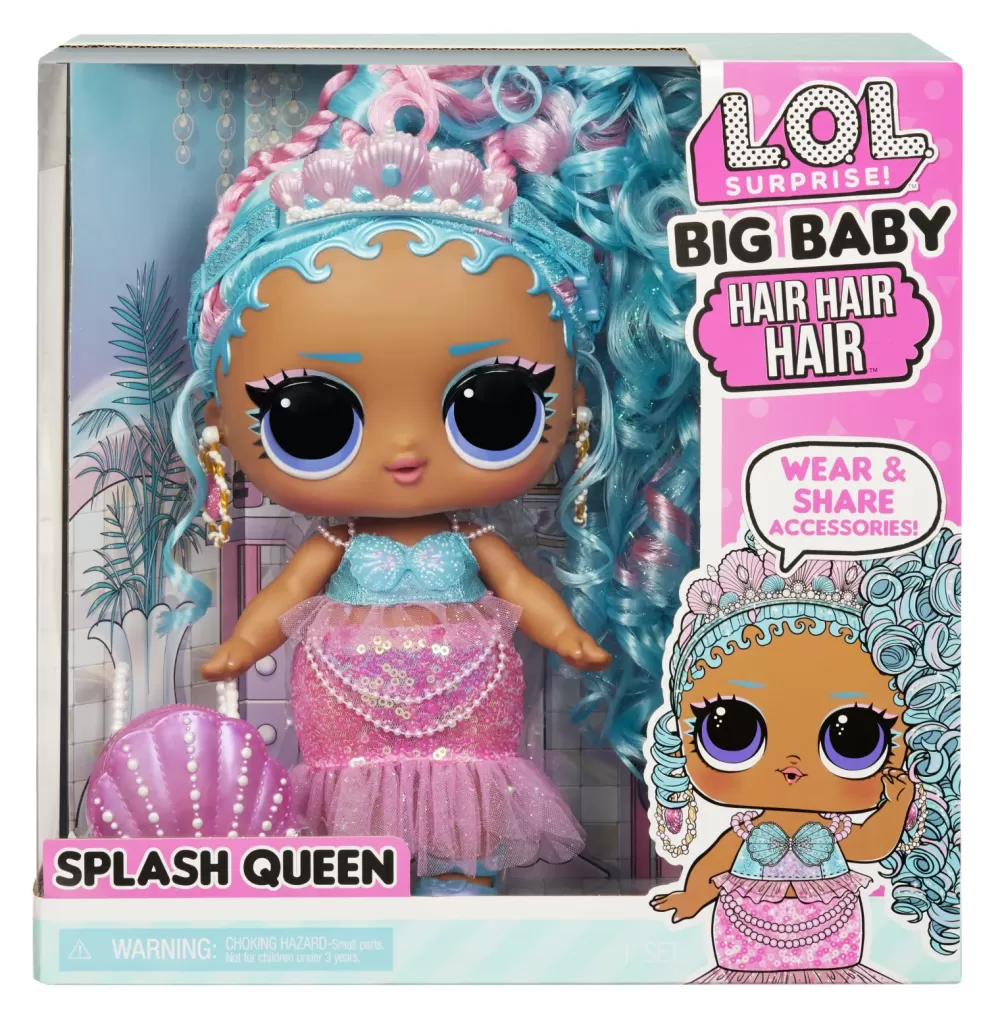 Fashion Surprise Big Baby Hair Hair Hair Bambola Grande Splash Queen Bambola Da 28Cm Con 14 Sorprese Tra Cui Accessori Da Condividere Bambolotti