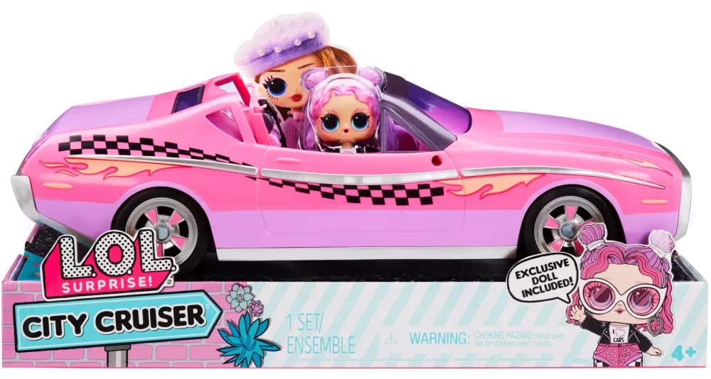 Hot L.O.L. Surprise! City Cruiser Auto Sportiva Rosa E Viola Con Caratteristiche Favolose E Un'Esclusiva Bambola Beeps Inclusa Camper E Veicoli Per Bambole