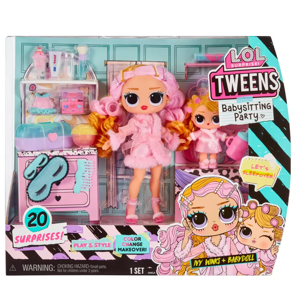 Best Surprise Tween Babysitter Sleepover Party Ivy Winks E Babydoll Scopri 20 Sorprese Include 2 Bambole Con Funzione Di Cambio Colore Fashion Dolls