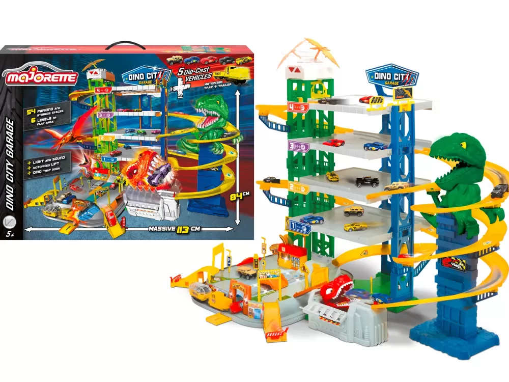 Outlet Dino City Garage 113 Cm X 84 Cm Con 6 Auto Die-Cast Incluse Garage E Circuiti