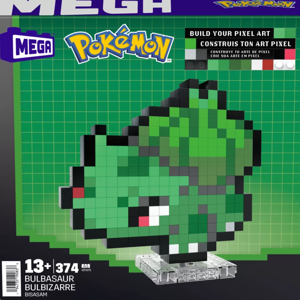 Sale Mega Pokemon Showcase Bulbasaur, Set In Stile Retro Pixelato Da Costruire Con 374 Pezzi, Con Base Piana Per Esporlo E Incisione Sul Retro Per Appenderlo Set Costruzioni