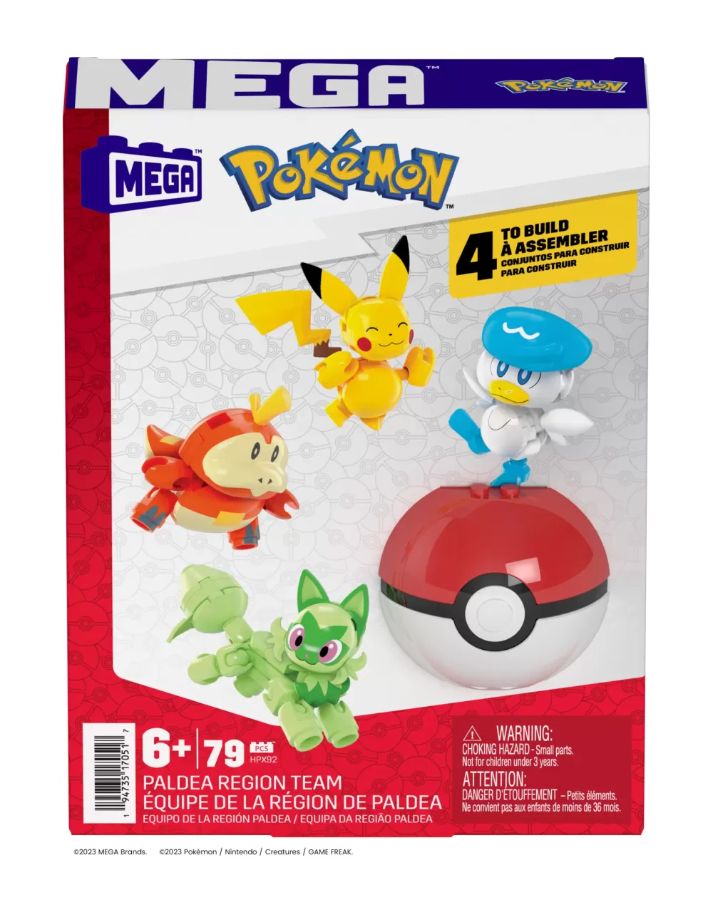 Shop Mega Team Della Regione Di Paldea, Set Con 4 Personaggi E 1 Poke Ball Da Costruire Con 79 Pezzi, Include Pikachu, Fuecoco, Sprigatito E Quaxly, 6+ Anni, Hpx92 Costruzioni Bambini