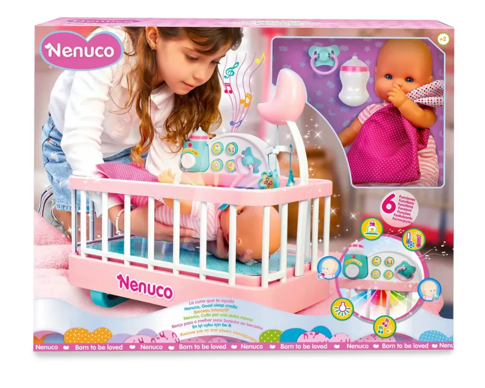 Clearance Culla Per Una Dolce Nanna, Bambola 35 Cm, Culla Interattiva E Accessori. Bambolotti