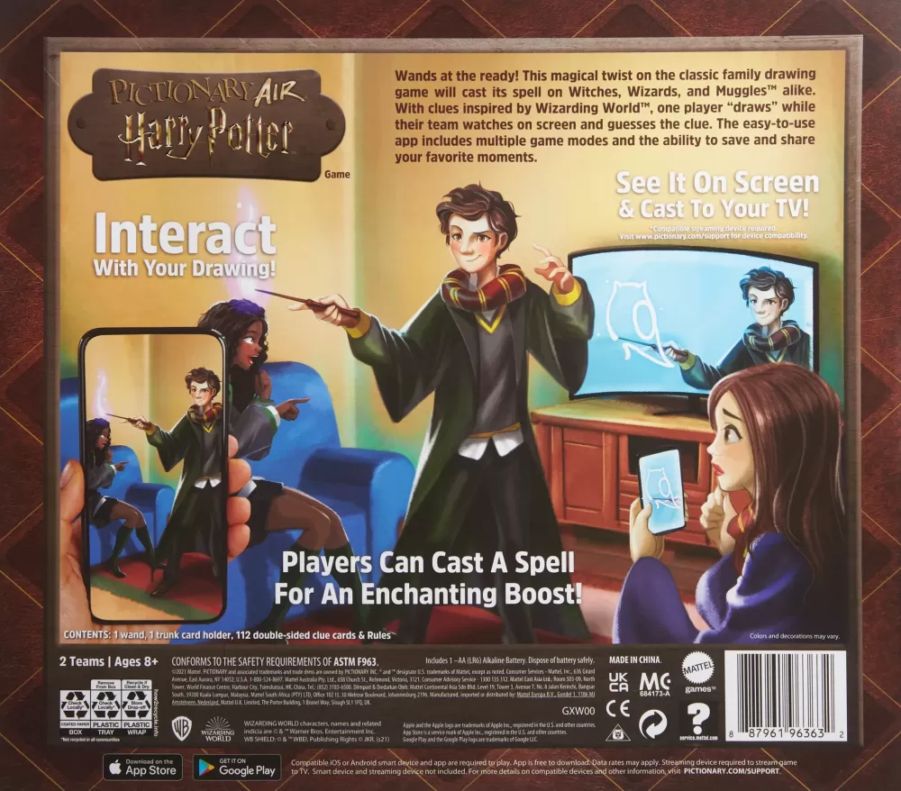 Flash Sale Pictionary Air Harry Potter Gioco Di Disegni Per Famiglie, Con Penna A Forma Di Bacchetta, 8+ Anni Giochi In Scatola Per Famiglia