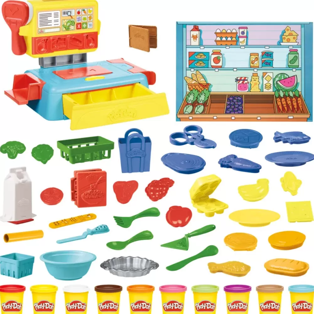 Store , Il Supermercato, Playset Con Registratore Di Cassa, Tappetino Da Gioco, 37 Strumenti E 10 Vasetti Di Pasta Modellabile, Per Bambini Dai 3 Anni In Su Plastilina E Pasta Modellabile