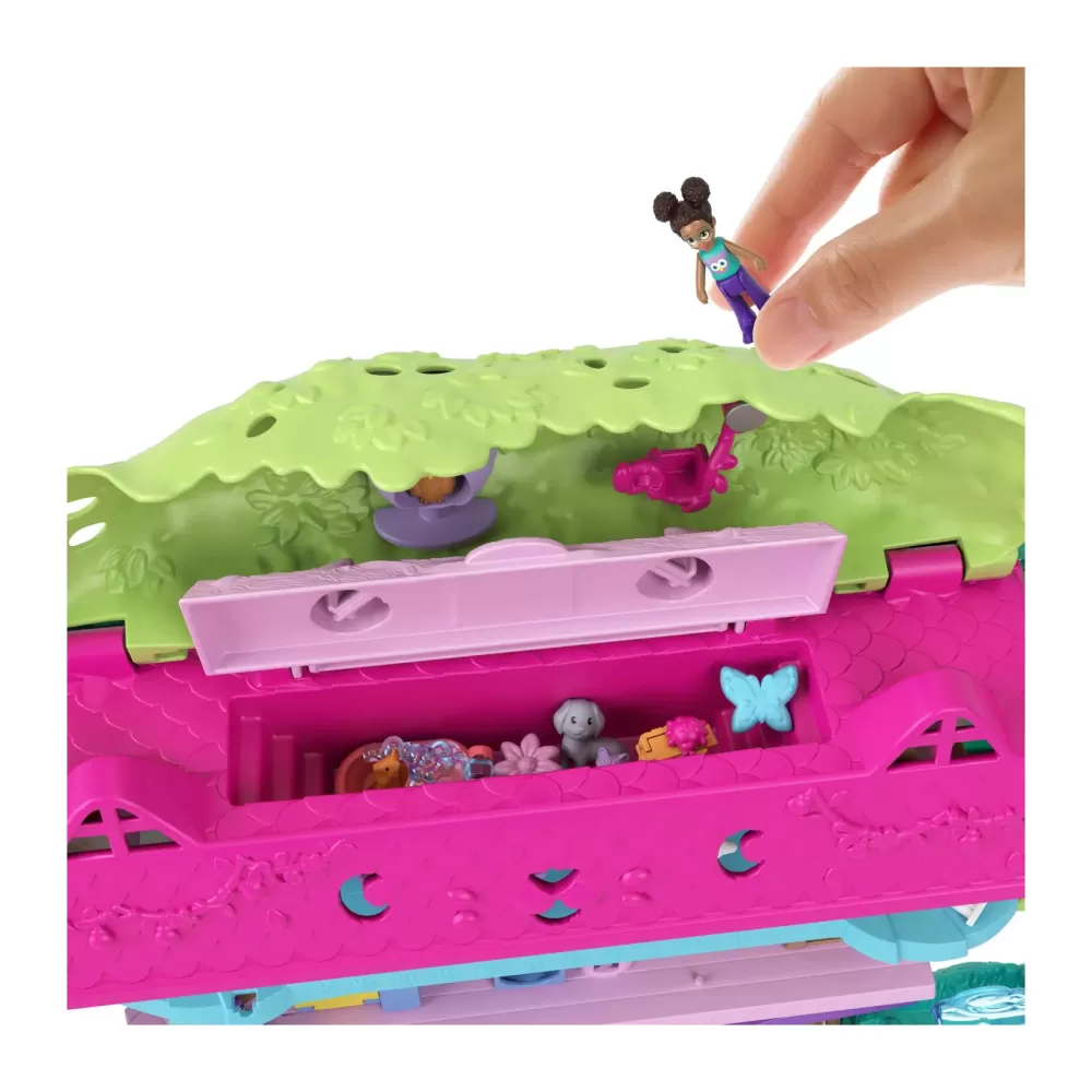 Outlet Pollyville Casa Sull'Albero Dei Cuccioli, Playset A 5 Piani, 15+ Pezzi Gioco: 2 Bambole, Veicolo, 4 Animali E Accessori, Giocattolo Per Bambini 4+ Anni Mini Dolls