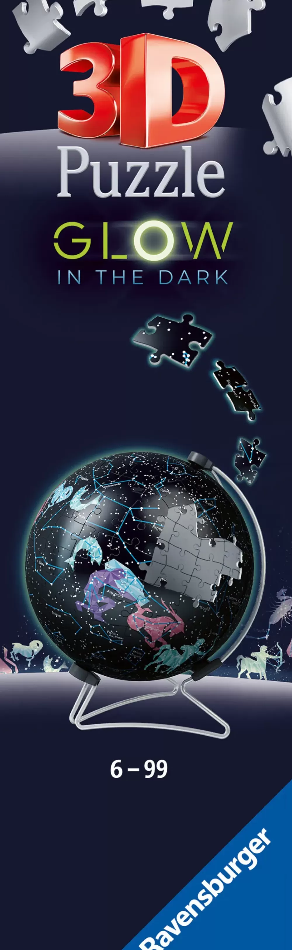New Globo Glow In The Dark Costellazioni, Impara Al Geografia In Inglese, 180 Pezzi, 6+ Anni Puzzle 3D