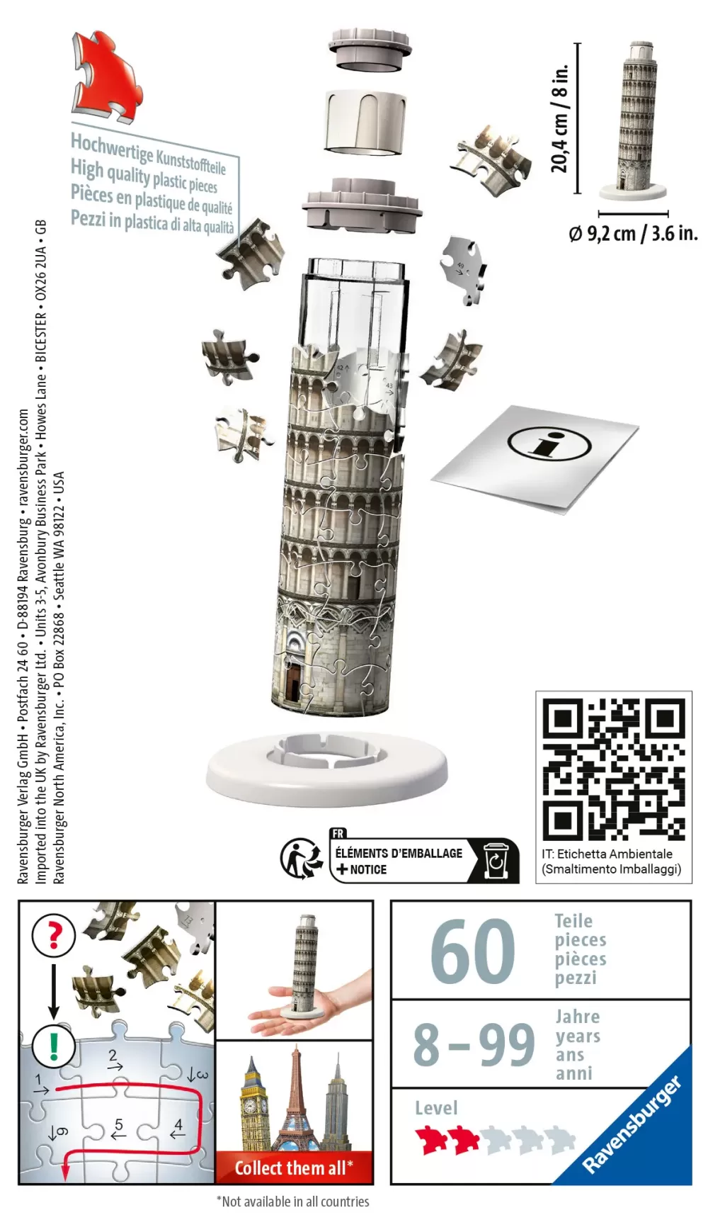 New Mini Torre Di Pisa, 54 Pezzi, 8 Anni Puzzle 3D