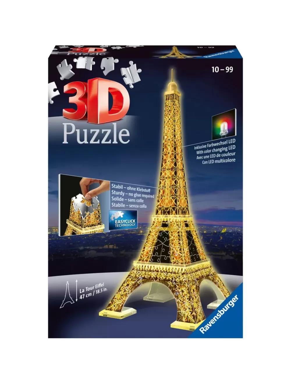 Sale Tour Eiffel Night Edition, Parigi, 216 Pezzi, 10+ Anni Puzzle 3D