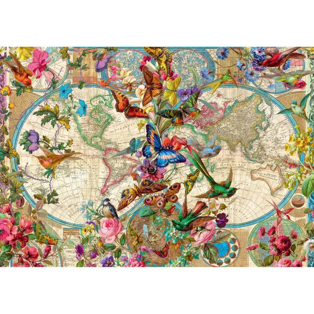 New Puzzle Mappamondo Flora E Fauna, 3000 Pezzi, Puzzle Adulti Puzzle 2000 Pezzi
